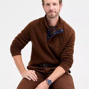 Club Room Men's Large Quilted Mock Neck Brown Pullover Sweater - New with Tags